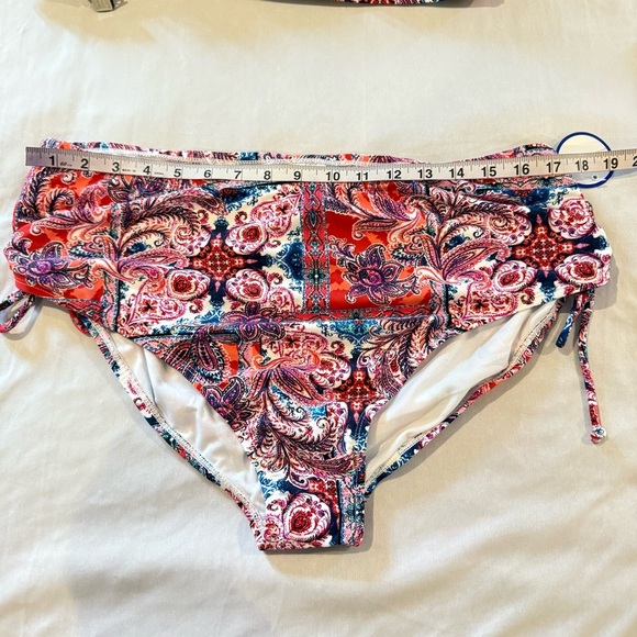 Swimsuits For All Bikini Red and Blue Floral Cold Shoulder Women's Size 20 - Picture 5 of 13